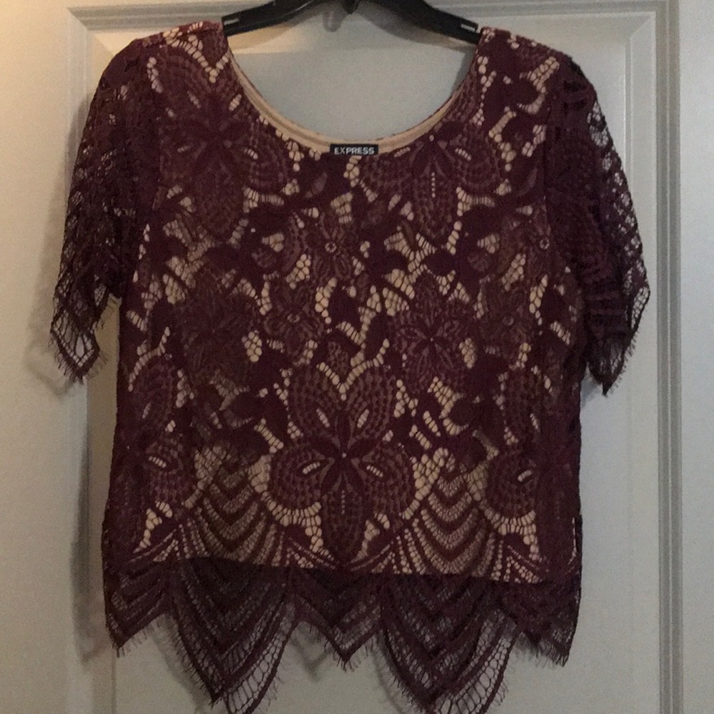 Maroon lace crop top